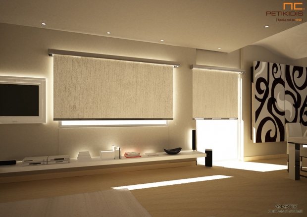 Διακόσμηση Εξοχικού Σπιτιού: Ολοκληρωμένες Ιδέες Διακόσμησης για Εξοχικές Κατοικίες Κουρτίνα Ρόλερ από Οργάντζα με Μετόπη Μπεζ