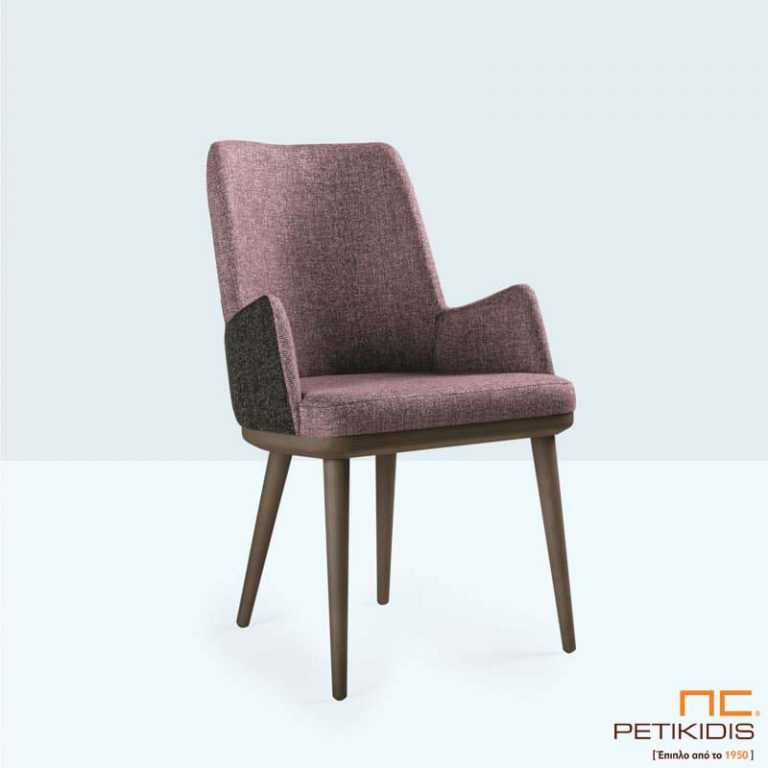 Καρεκλοπολυθρόνα Camelia με πόδια από μασίφ ξύλο δρυς. Το κάθισμα και η πλάτη είναι από ύφασμα αδιάβροχο και αλέκιαστο σε μεγάλη ποικιλία χρωμάτων. Ιδιαίτερα αναπαυτικά τα μπράτσα που μπορούν να μπούν κάτω από τα περισσότερα τραπέζια.