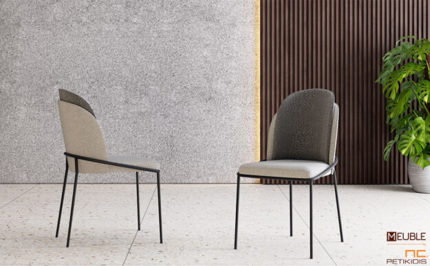 Καρέκλα Νο410 σε μεταλλική βάση και ύφασμα, δύο αποχρώσεων, αδιάβροχο και αλέκιαστο. Δίνεται η δυνατότητα επιλογής υφάσματος.