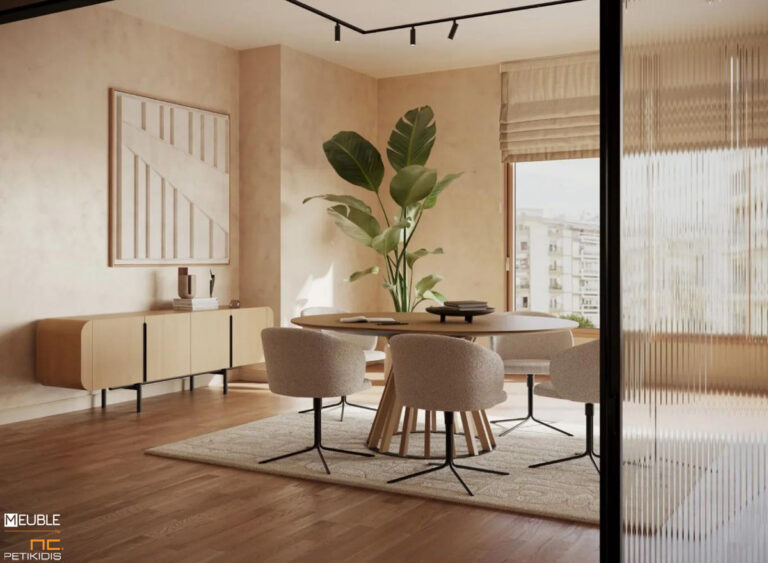 Καρέκλα Celeste σε μίνιμαλ και μοντέρνο σχεδιασμό, με μεταλλική περιστρεφόμενη βάση. Ύφασμα μπουκλέ αδιάβροχο και αλέκιαστο σε μπέζ - καφέ τόνου. Λεπτομέρεια.