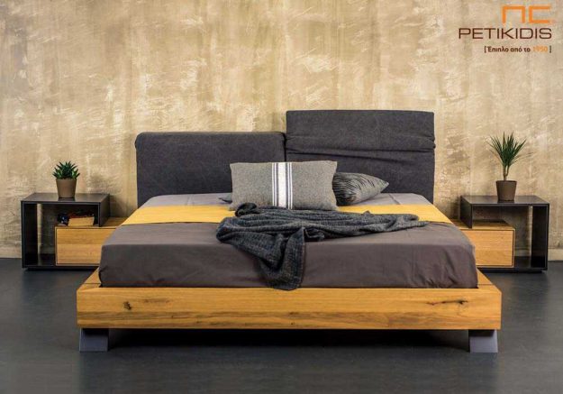 Κλασική Τραπεζαρία Κρεβατοκάμαρα Cube κατασκευασμένη από ξύλο δρυς ρουστίκ. Στο κεφαλάρι διαθέτει δύο μαξιλάρια με αδιάβροχο ύφασμα και μηχανισμούς πολλαπλών θέσεων για μεγαλύτερη ανάπαυση.