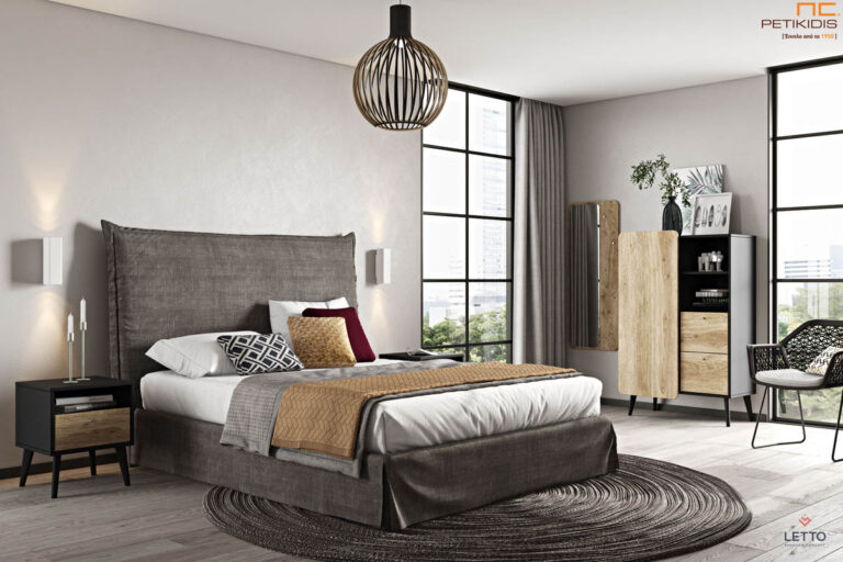 Κρεβάτι Fab σε minimal γραμμές με ύφασμα αποσπώμενο σε γκρι αποχρώσεις αδιάβροχο. Μπορεί να κατασκευαστεί σε μεγάλη ποικιλία χρωμάτων. Συνοδεύεται προαιρετικά με κομοδίνα και συρταριέρα Pop από τεχνητό καπλαμά δύο χρωμάτων. Ιδανικό για μικρούς χώρους και μεγάλη ευελιξία συνδυασμών χρωμάτων.