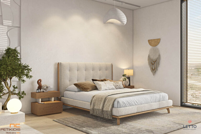 Κρεβατοκάμαρα Ascott σε μοντέρνο και minimal style. Κατασκευάζεται από μασίφ ξύλο δρυς και ύφασμα αλέκιαστο αδιάβροχο. Τα κομοδίνα κατασκευάζονται με καπλαμά φυσικού δρυς και λεπτομέρειες λάκας. Διαθέτει προαιρετικά λεπτομέρειες φωτισμού.