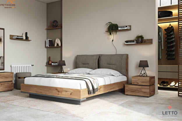Μοντέρνες Κρεβατοκάμαρες Κρεβατοκάμαρα Loft από τεχνητό καπλαμά με μαξιλάρες στο κεφαλάρι. Οι μαξιλάρες είναι αποσπώμενες για εύκολο καθάρισμα. Μοντέρνο style ιδανικό για μικρούς χώρους.