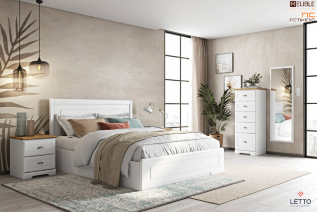 Μοντέρνες Κρεβατοκάμαρες Letto κρεβατοκάμαρα με αποθηκευτικό χώρο στο κρεβάτι Land collection L21 matte κατασκευασμένη από μασίφ ξύλο δρυς και λάκα σε ποικιλία χρωμάτων.