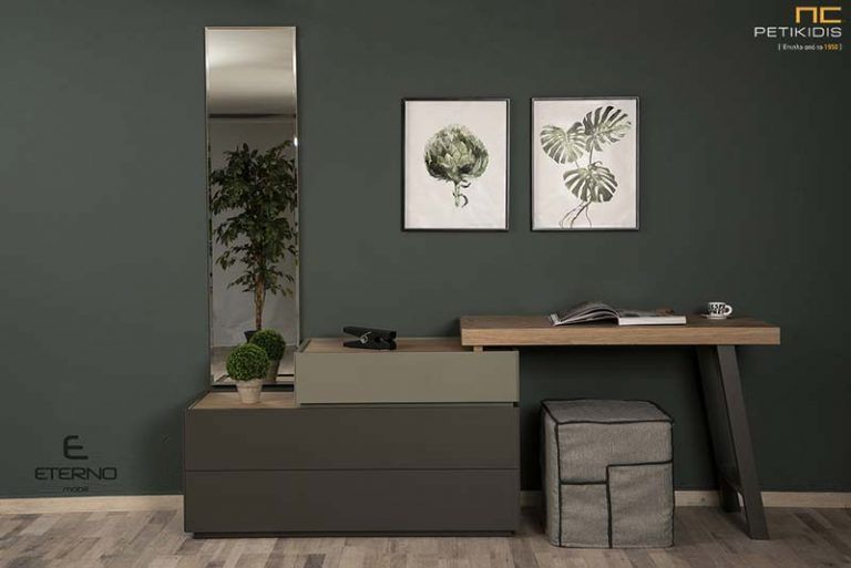 Τουαλέτα New Free από ξύλο δρυς και λάκα με αποσπώμενο κομμάτι που δημιουργεί γραφείο .