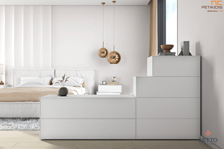 Τουαλέτα Luxx με συρτάρια σε λευκή λάκα. Μοντέρνα και ευέλικτη σε διαστάσεις και χρώματα.