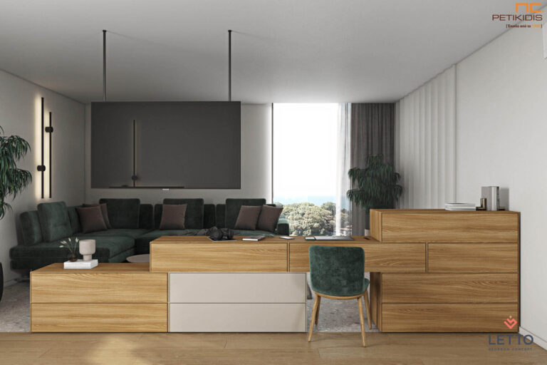 Σύνθεση Luxx με συρτάρια σε ξύλο δρυς και λάκα σε μπεζ αποχρώσεις. Μοντέρνα και ευέλικτη σε διαστάσεις και χρώματα. Μπορεί εύκολα να γίνει ακόμα και διαχωριστικό έπιπλο χώρου, γραφείο σαλονιού και έπιπλο εισόδου.