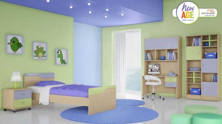 Παιδικό & εφηβικό δωμάτιο Αμοργός 9 με κρεβάτι, κομοδίνο, γραφείο, εταζιέρα, βιβλιοθήκη. Διατίθεται σε μεγάλη ποικιλία χρωμάτων.