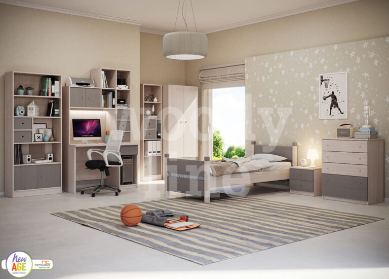 Παιδικό & εφηβικό δωμάτιο Γη 1 από ξύλο οξιά. Εργονομία και αποθηκευτικοί χώροι. Διατίθεται σε πληθώρα επιλογή χρωμάτων και συνδυασμών.