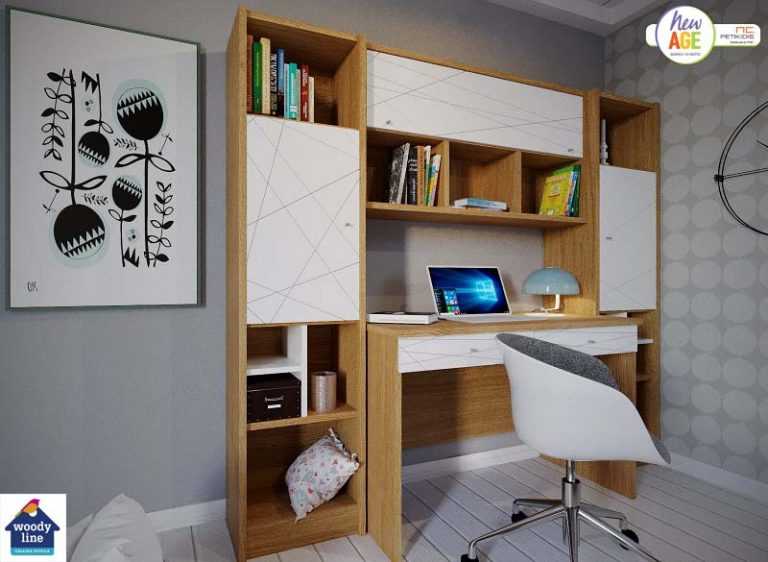 Παιδικό & εφηβικό γραφείο Ιστός 1 με βιβλιοθήκη και εταζιέρα. Διστίθεται σε ποικιλία χρωμάτων.