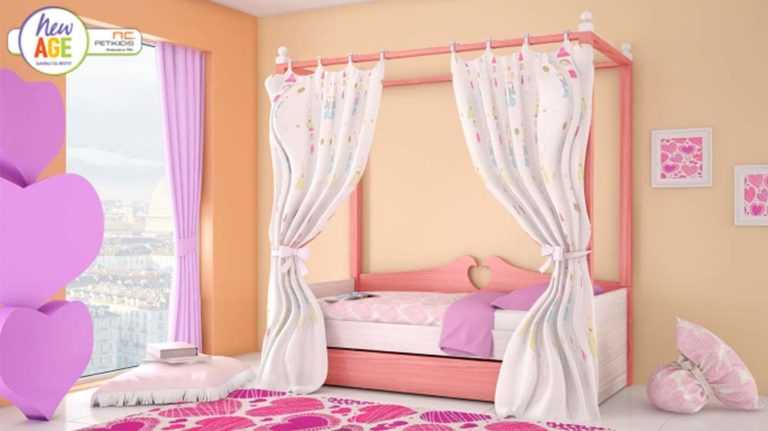 Παιδικό & εφηβικό δωμάτιο Καρδιά 2 με καναπέ κρεβάτικαι διακοσμητικές κουρτίνες. Διατίθεται σε μεγάλη ποικιλία χρωμάτων.