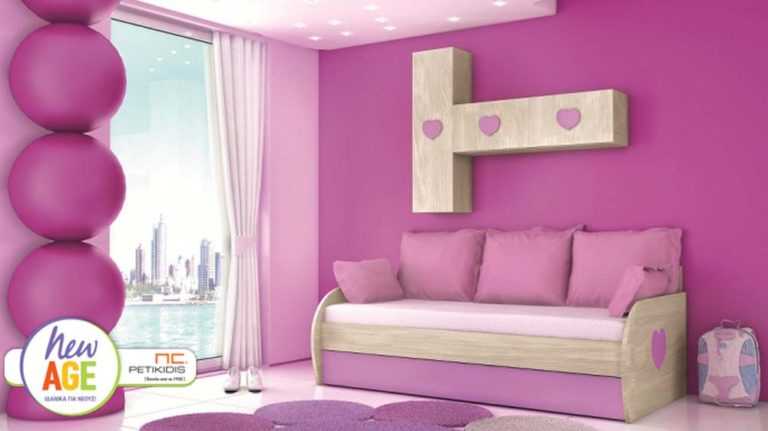 Παιδικό & εφηβικό δωμάτιο Σύρος 2 με καναπέ κρεβάτι και σύνθεση ντουλαπιών. Διατίθεται σε μεγάλη ποικιλία χρωμάτων.