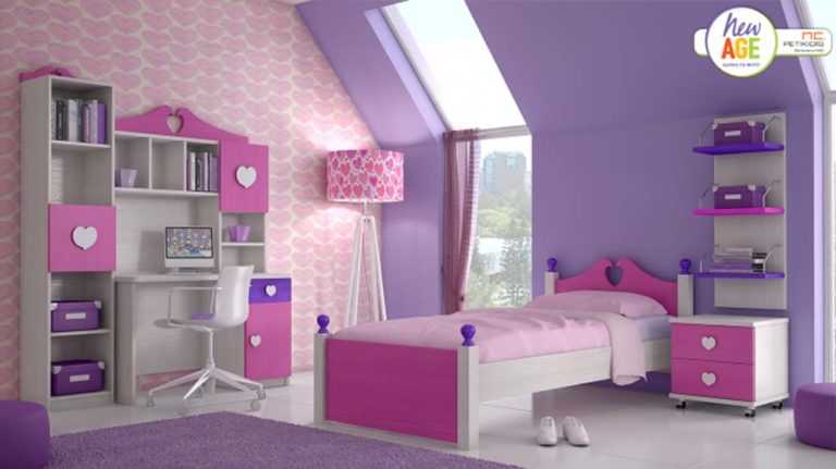 Παιδικό φωμάτιο Καρδιά 1 με κρεβάτι, κομοδίνο, γραφείο, εταζιέρα, βιβλιοθήκη. Διατήθεται σε μεγάλη ποικιλία χρωμάτων.