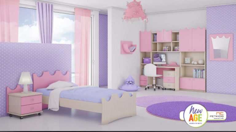 Παιδικό δωμάτιο Κουφωνήσια 2 με κρεβάτι, κομοδίνο, γραφείο, εταζιέρα και βιβλιοθήκη. Διατίθεται σε μεγάλη ποικιλία χρωμάτων.