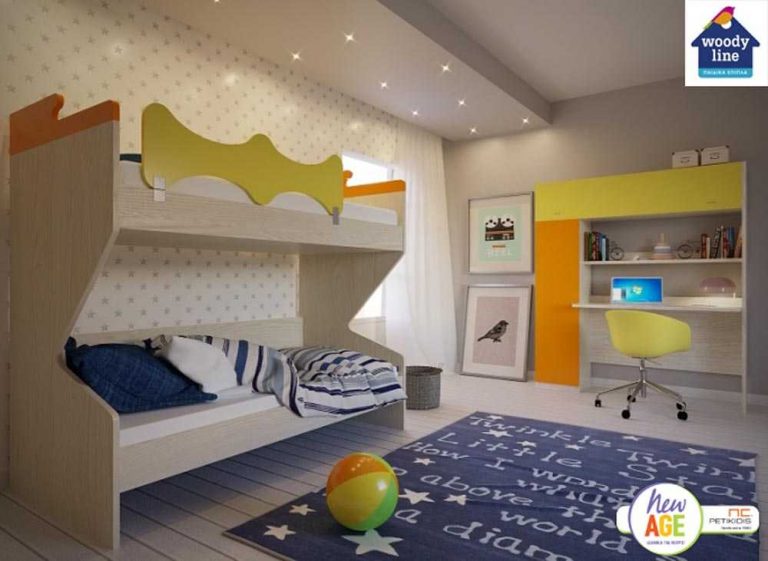 Παιδικό & εφηβικό δωμάτιο Ζ1 με κουκέτα , γραφείο, ράφι και ντουλάπια. Διατίθεται σε μεγάλη ποικιλία χρωμάτων.