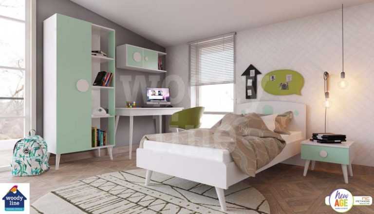 Παιδικό & εφηβικό δωμάτιο Κοχύλι με κρεβάτι, γραφείο & βιβλιοθήκη. Διατήθεται σε μεγάλη ποικιλία χρωμάτων.