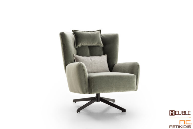 Πολυθρόνα Public με μεταλλική περιστρεφόμενη βάση με βελούδινο αλέκιαστο ύφασμα.