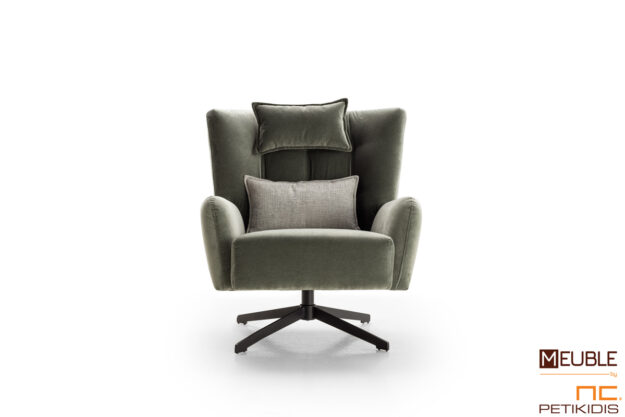 Κλασική Τραπεζαρία Πολυθρόνα Public με μεταλλική περιστρεφόμενη βάση με βελούδινο αλέκιαστο ύφασμα. Λεπτομέρεια.