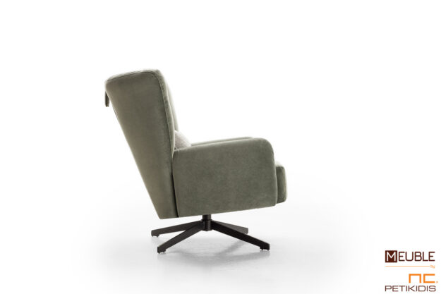 Κλασική Τραπεζαρία Πολυθρόνα Public με μεταλλική περιστρεφόμενη βάση με βελούδινο αλέκιαστο ύφασμα. Λεπτομέρεια.