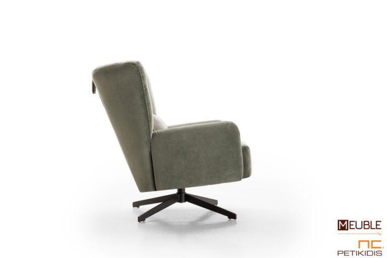 Πολυθρόνα Public με μεταλλική περιστρεφόμενη βάση με βελούδινο αλέκιαστο ύφασμα. Λεπτομέρεια.