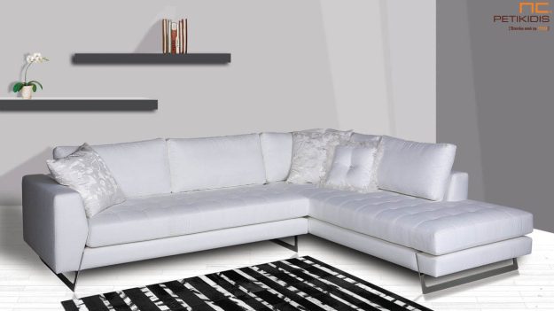 Κλασική Τραπεζαρία saloni gwnia ferret me yfasma alekiasto adiavroxo me metallika podia