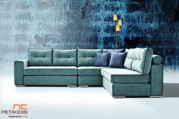 Σαλόνι γωνία Melbourne με καπιτονέ μαξιλάρια στην πλάτη με δυνατότητα αντιστροφής της γωνίας ανάλογα τις απαιτήσεις του χώρου.