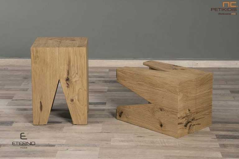 Σκαμπό Cube από ξύλο δρυς ρουστίκ. Μια ξεχωριστή πρόταση υψηλής αισθητικής και πρακτικότητας