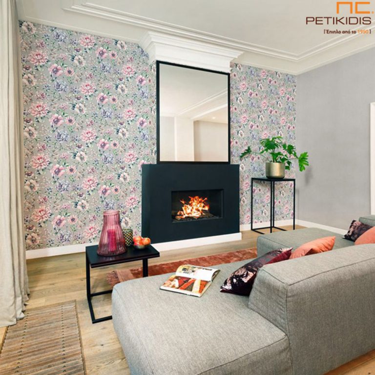 waalpaper maximum rasch 916423 flowral grey mob prasino vintage romandic sryle