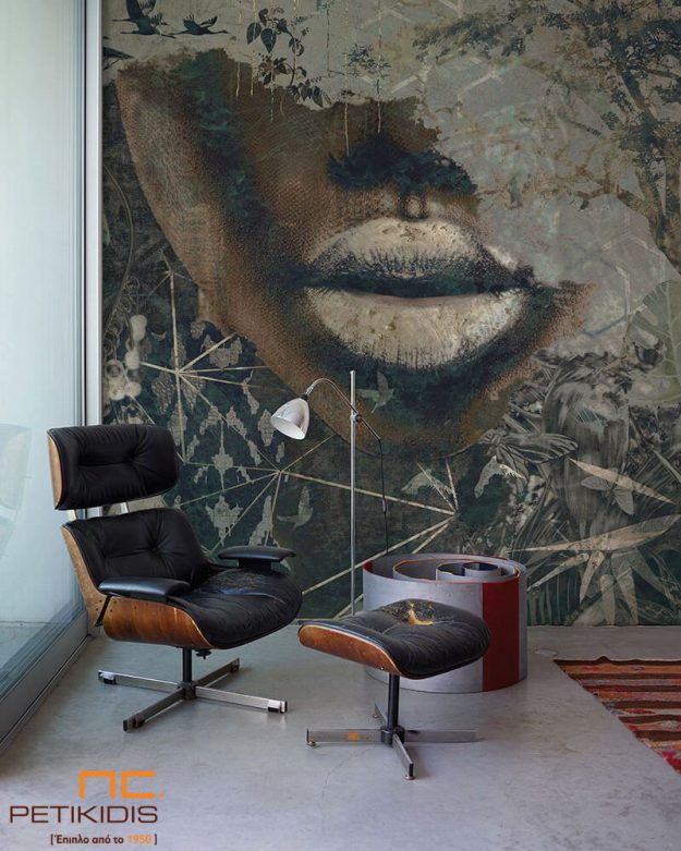 Κλασική Τραπεζαρία Ταπετσαρία σε μορφή πάνελ. Ethnik urban style σε τόνους του πράσινου και του χρυσού. Οι διαστάσεις του πάνελ προσαρμόζονται σύμφωνα με τον τοίχο που πρόκειται να τοποθετηθεί.