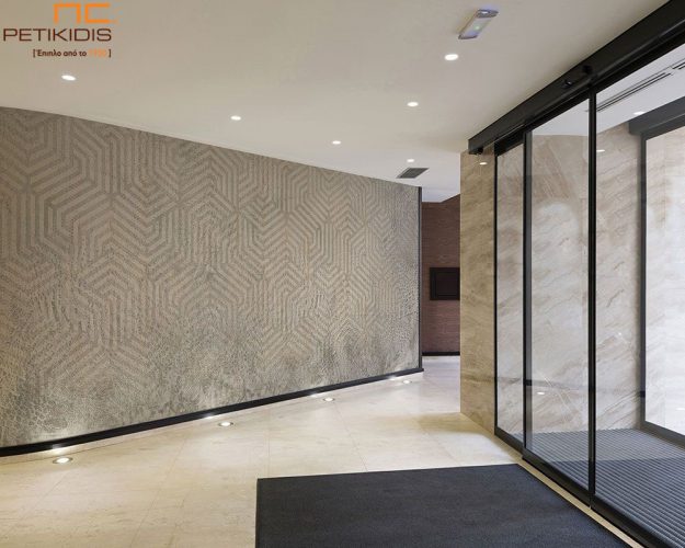 Κλασική Τραπεζαρία Ταπετσαρία τοίχου σε μορφή πάνελ. Μondern geometric style σε μπεζ τόνους. Οι διαστάσεις του πάνελ προσαρμόζονται σύμφωνα με τον τοίχο που πρόκειται να τοποθετηθεί.