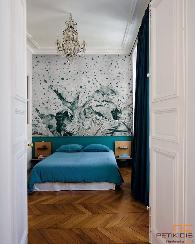 Κλασική Τραπεζαρία Ταπετσαρία τοίχου σε μορφή πάνελ. Natural urban style με φύλλα σε γκρι και πράσινους τόνους. Οι διαστάσεις του πάνελ προσαρμόζονται σύμφωνα με τον τοίχο που πρόκειται να τοποθετηθεί.