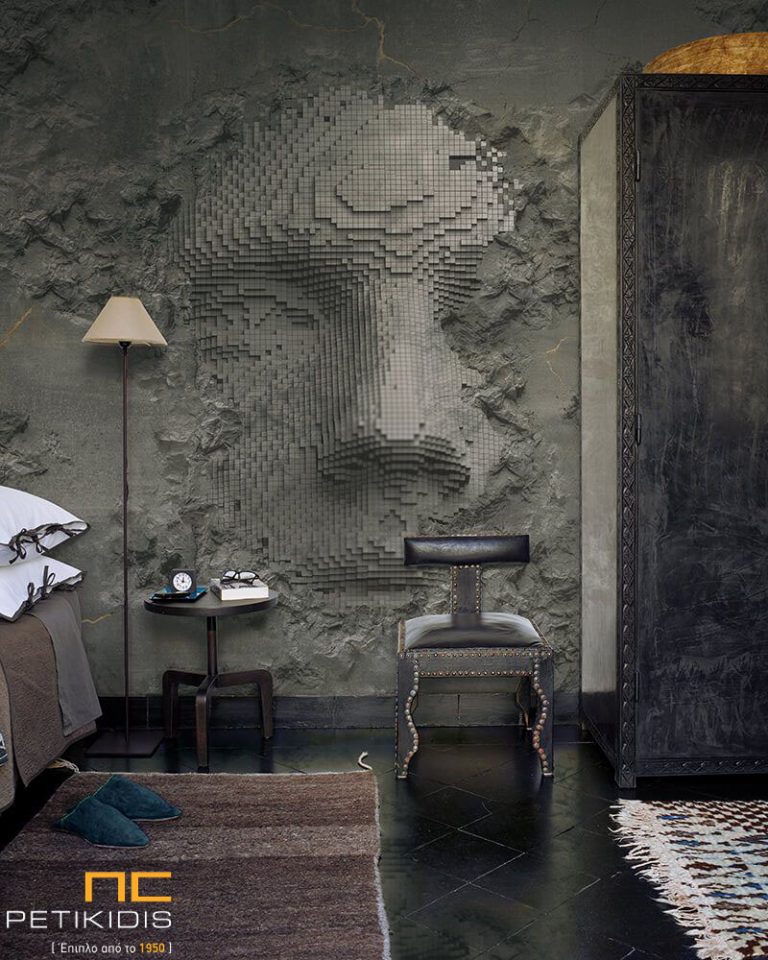 Ταπετσαρία τοίχου σε μορφή πάνελ. Urban mondern style σε γκρι τόνους. Οι διαστάσεις του πάνελ προσαρμόζονται σύμφωνα με τον τοίχο που πρόκειται να τοποθετηθεί.