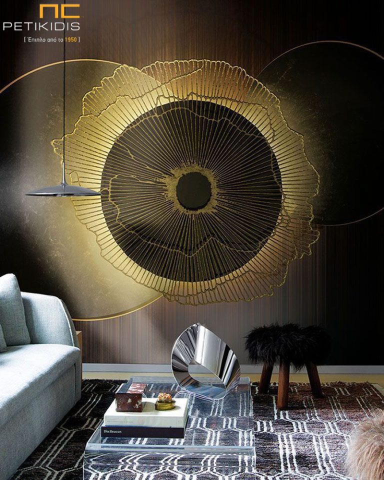 Άτλας ταπετσαρία τοίχου σε μορφή πάνελ. Natural urban style σε μαύρους, καφέ και χρυσούς τόνους. Οι διαστάσεις του πάνελ προσαρμόζονται σύμφωνα με τον τοίχο που πρόκειται να τοποθετηθεί.