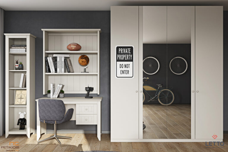 Γραφείο Ισαβέλλα σε λευκή λάκα με εταζέρα και ραφιέρα. Κλασικό και country style. Διατίθεται σε μεγάλη ποικιλία χρωμάτων.