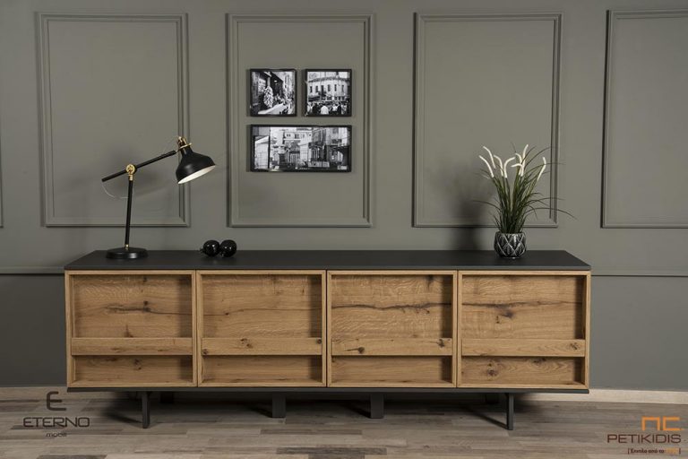 Μπουφές LIBRE από Ξύλο Ρουστίκ Δρυς με Συρόμενες Πόρτες