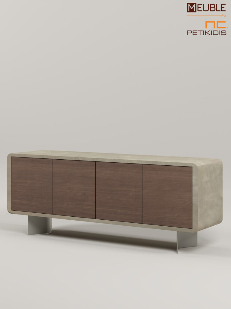 Μπουφέ Aiko με συνδυασμό ξύλο δρυς, λάκα και με μεταλλικά πόδια. Παράγεται σε ποικιλία χρωμάτων και διαστάσεων. Μοντέρνος και minimal σχεδιασμός.