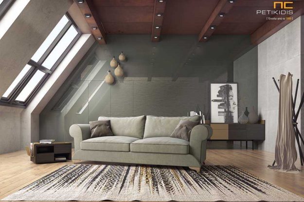 Κλασικό Σαλόνι Σαλόνι Royal σε νεοκλασικό ύφος με πεταχτά μαξιλάρια πλάτης σε αλέκιαστο και αδιάβροχο ύφασμα.