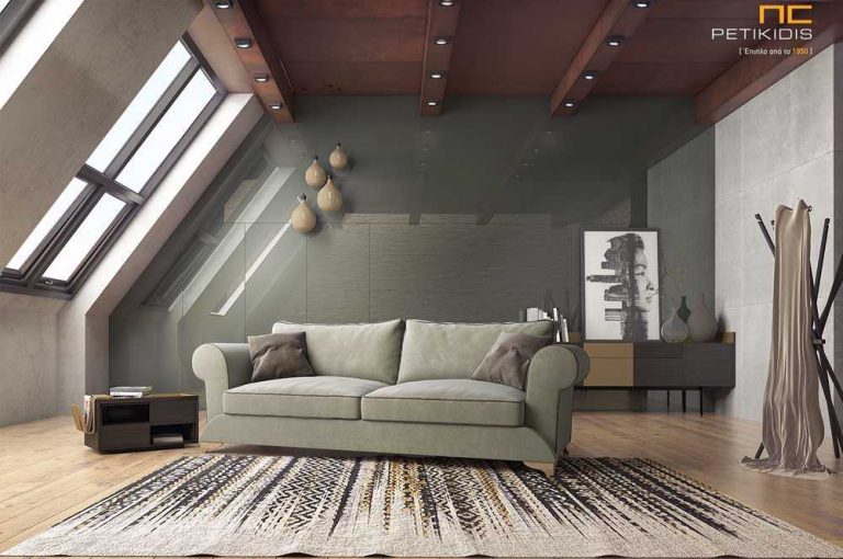 Σαλόνι Royal σε νεοκλασικό ύφος με πεταχτά μαξιλάρια πλάτης σε αλέκιαστο και αδιάβροχο ύφασμα.