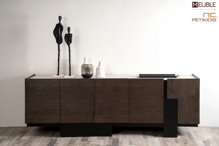 Μπουφέ Solid από ξύλο δρυς, κεραμικό υλικό και λεπτομέρειες λάκας. Διατίθεται σε μεγάλη ποικιλία χρωμάτων και διαστάσεων.