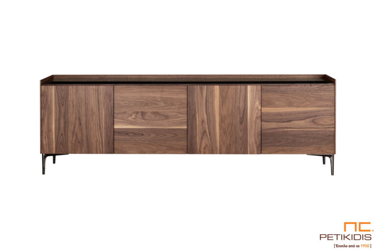 Μπουφέ Spirit από ξύλο καρυδιάς, κεραμικό υλικό στο καπάκι και μεταλλικά πόδια. Μοντέρνο και minimal με αρκετούς αποθηκευτικούς χώρους. Διατείθεται σε μεγάλη ποικιλία χρωμάτων και διαστάσεων.