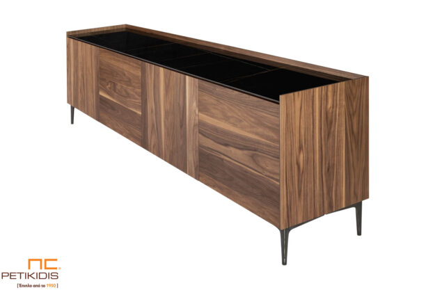 Μπουφέ Spirit από ξύλο καρυδιάς, κεραμικό υλικό στο καπάκι και μεταλλικά πόδια. Μοντέρνο και minimal με αρκετούς αποθηκευτικούς χώρους. Διατείθεται σε μεγάλη ποικιλία χρωμάτων και διαστάσεων.