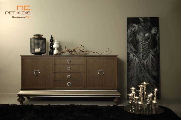 Κλασική Τραπεζαρία Μπουφές Oscar Δρυς με Βάση Πατίνα / Wenge