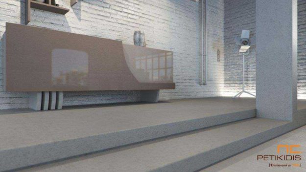 Κλασική Τραπεζαρία Μπουφές Notos.Είναι από ξύλο δρυς και γυαλιστερή λάκα. Έχει δύο μεγάλα ντουλάπια για αποθήκευση και η μία πόρτα είναι ανοιγόμενη και η άλλη συρόμενη.