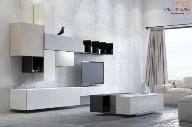 Κλασική Τραπεζαρία Σύνθεση Arredo από ξύλο δρυς και λάκα. Διαθέτει αρκετούς αποθηκευτικούς χώρους και διακοσμητική ραφιέρα.