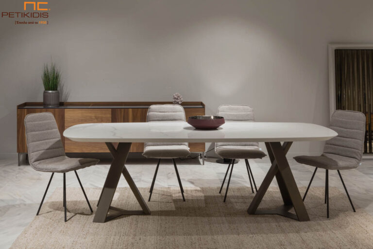 Τραπέζι Dune με μεταλλικά πόδια και καπάκι από κεραμικό υλικό. Μοντέρνο minimal scadinavian style.