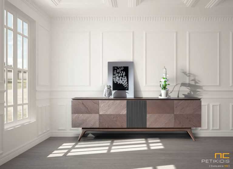 Μπουφέ Prime σε ξύλο δρυς και διακοσμητική λάκα.