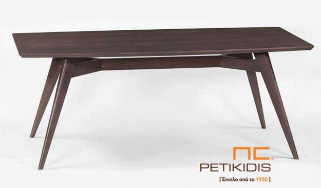 Κλασική Τραπεζαρία Τραπεζαρία Pekoto από ξύλο δρυς με λεπτά πόδια.