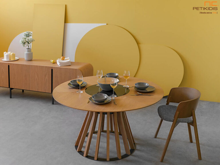 Το Cludo είναι ένα υπέροχο χειροποίητο, στρόγγυλο τραπέζι με βάση κατασκευασμένη από μασίφ ξύλο μέλιου. Επιλέξτε την επιφάνεια με κεραμικό ή ξύλο, ανάλογα με τι ανάγκες της εσωτερικής σας διακόσμησης. Κατάλληλο τόσο για οικιακή αλλά και για επαγγελατική χρήση.