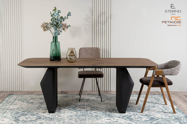 Τραπέζι Desire με συνδυασμό γκοφρέ λάκα και ξύλο ρουστίκ δρυς στο καπάκι. Μοντέρνο και minimal μπορεί να κατασκευαστεί σε μεγάλη ποικιλία χρωμάτων και διαστάσεων.